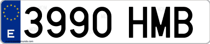 Ejemplo de matrícula de coche ordinaria 3990 HMB
