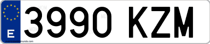 Ejemplo de matrícula de coche ordinaria 3990 KZM