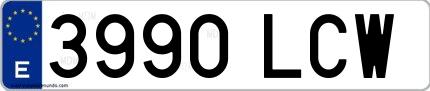 Ejemplo de matrícula española 3990 LCW