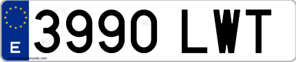 Ejemplo de matrícula de coche ordinaria 3990 LWT