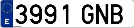 Ejemplo de matrícula española 3991 GNB
