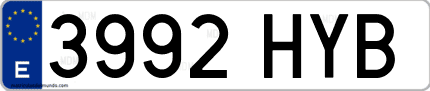 Ejemplo de matrícula de coche ordinaria 3992 HYB