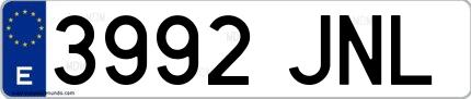 Ejemplo de matrícula española 3992 JNL