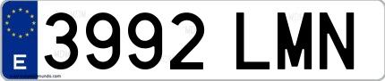 Ejemplo de matrícula española 3992 LMN