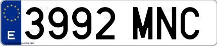 Ejemplo de matrícula española 3992 MNC