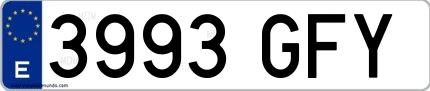 Ejemplo de matrícula española 3993 GFY