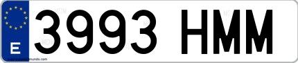 Ejemplo de matrícula española 3993 HMM