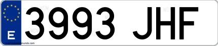 Ejemplo de matrícula española 3993 JHF