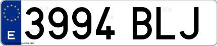 Ejemplo de matrícula española 3994 BLJ