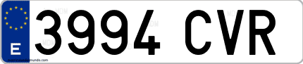 Ejemplo de matrícula de coche ordinaria 3994 CVR
