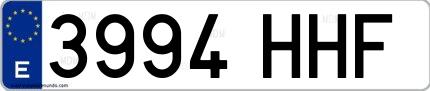Ejemplo de matrícula española 3994 HHF
