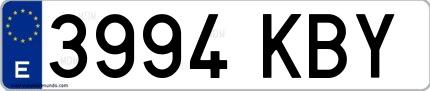 Ejemplo de matrícula española 3994 KBY