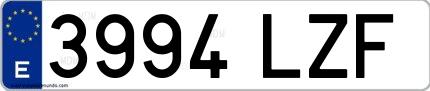 Ejemplo de matrícula española 3994 LZF