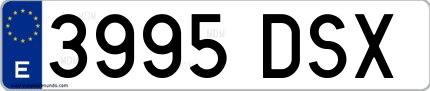 Ejemplo de matrícula española 3995 DSX