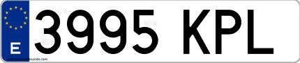 Ejemplo de matrícula de coche ordinaria 3995 KPL