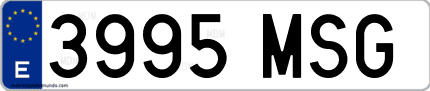Ejemplo de matrícula de coche ordinaria 3995 MSG