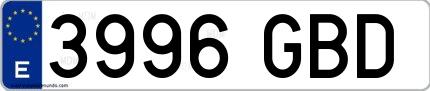 Ejemplo de matrícula española 3996 GBD