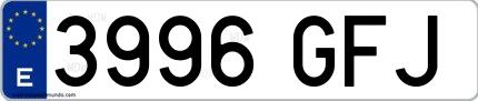 Ejemplo de matrícula española 3996 GFJ