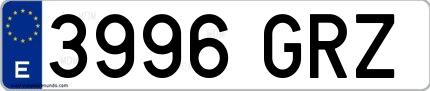 Ejemplo de matrícula española 3996 GRZ