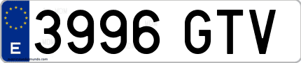 Ejemplo de matrícula de coche ordinaria 3996 GTV