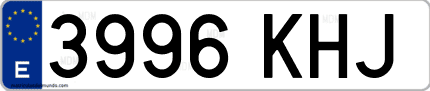 Ejemplo de matrícula de coche ordinaria 3996 KHJ