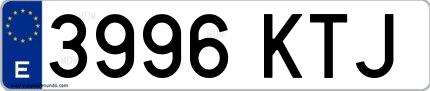 Ejemplo de matrícula española 3996 KTJ