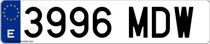 Ejemplo de matrícula española 3996 MDW