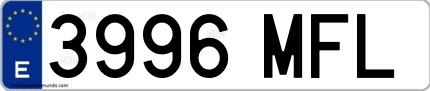 Ejemplo de matrícula española 3996 MFL