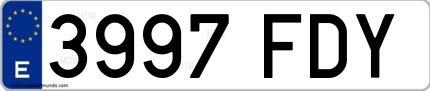 Ejemplo de matrícula española 3997 FDY