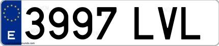 Ejemplo de matrícula española 3997 LVL