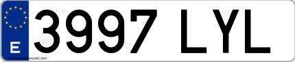Ejemplo de matrícula española 3997 LYL
