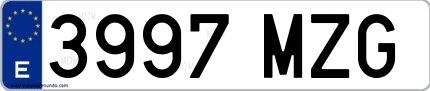 Ejemplo de matrícula española 3997 MZG