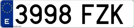 Ejemplo de matrícula española 3998 FZK