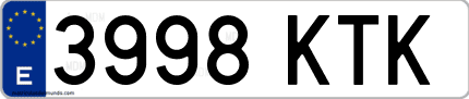 Ejemplo de matrícula de coche ordinaria 3998 KTK