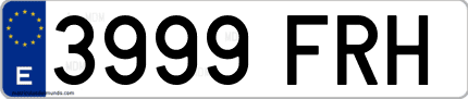 Ejemplo de matrícula de coche ordinaria 3999 FRH