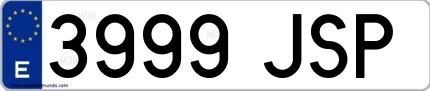 Ejemplo de matrícula española 3999 JSP