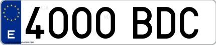 Ejemplo de matrícula española 4000 BDC