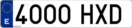 Ejemplo de matrícula de coche ordinaria 4000 HXD