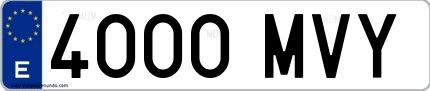 Ejemplo de matrícula española 4000 MVY
