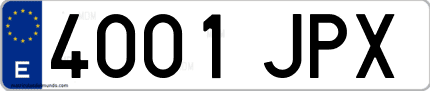 Ejemplo de matrícula de coche ordinaria 4001 JPX