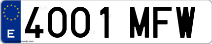 Ejemplo de matrícula de coche ordinaria 4001 MFW