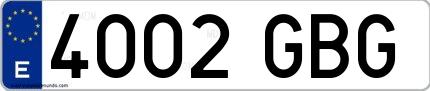 Ejemplo de matrícula española 4002 GBG