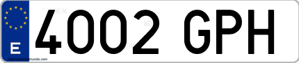 Ejemplo de matrícula de coche ordinaria 4002 GPH