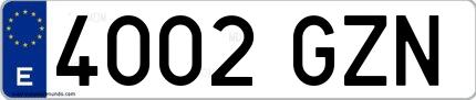 Ejemplo de matrícula española 4002 GZN