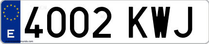 Ejemplo de matrícula de coche ordinaria 4002 KWJ