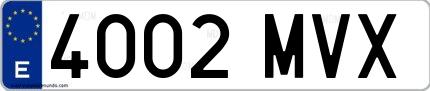 Ejemplo de matrícula española 4002 MVX