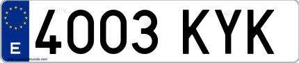Ejemplo de matrícula española 4003 KYK