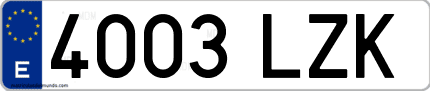 Ejemplo de matrícula de coche ordinaria 4003 LZK