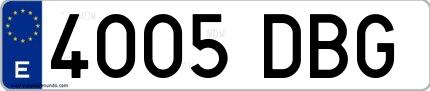 Ejemplo de matrícula española 4005 DBG