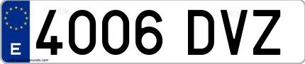 Ejemplo de matrícula española 4006 DVZ